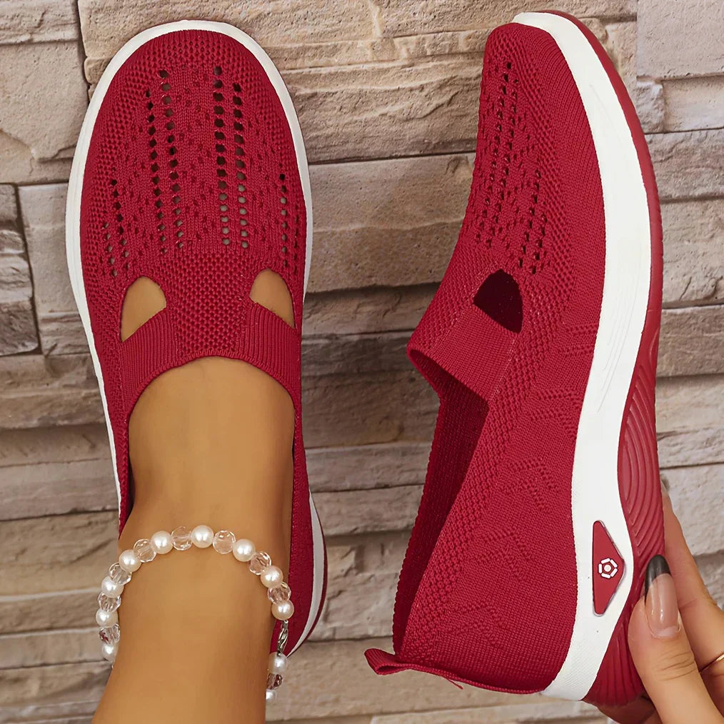 Women's green slip-on comfort shoes - alternate front view