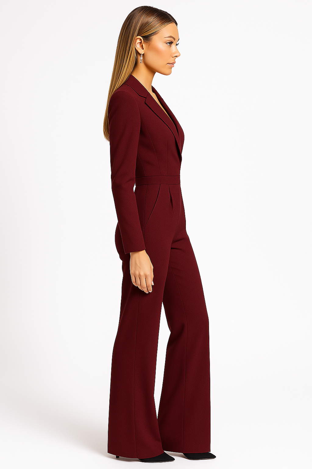 women's v-neck wide-leg jumpsuit - back view