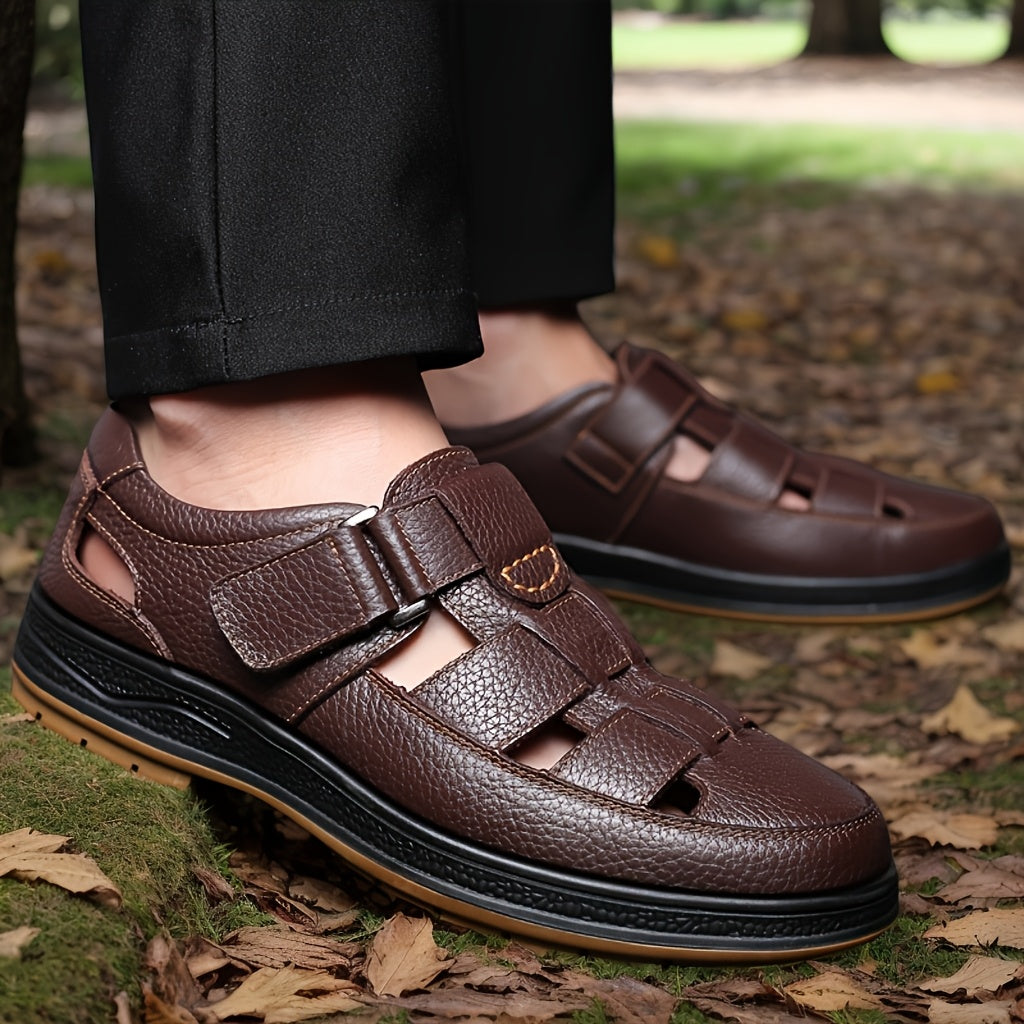 Men's closed toe leather summer sandals view 6