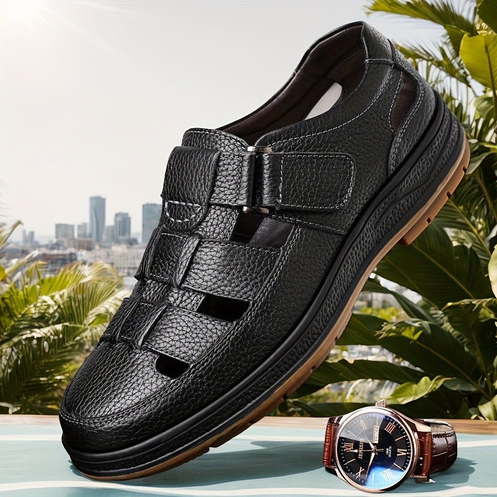 Men's closed toe leather summer sandals view 4