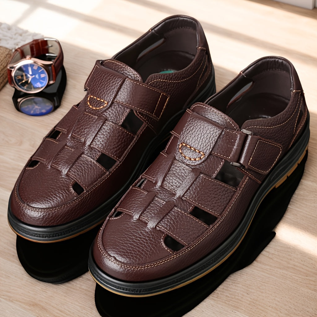 Men's closed toe leather summer sandals view 7