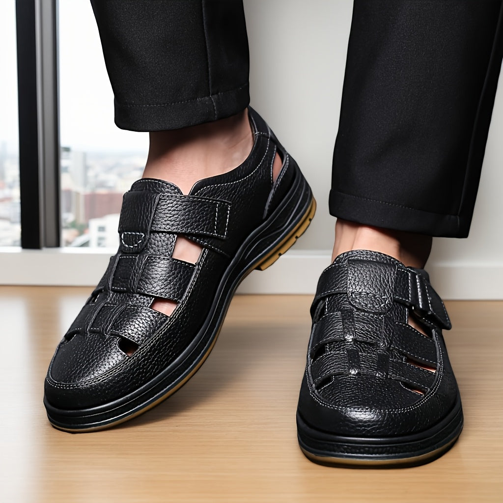 Men's closed toe leather summer sandals view 1