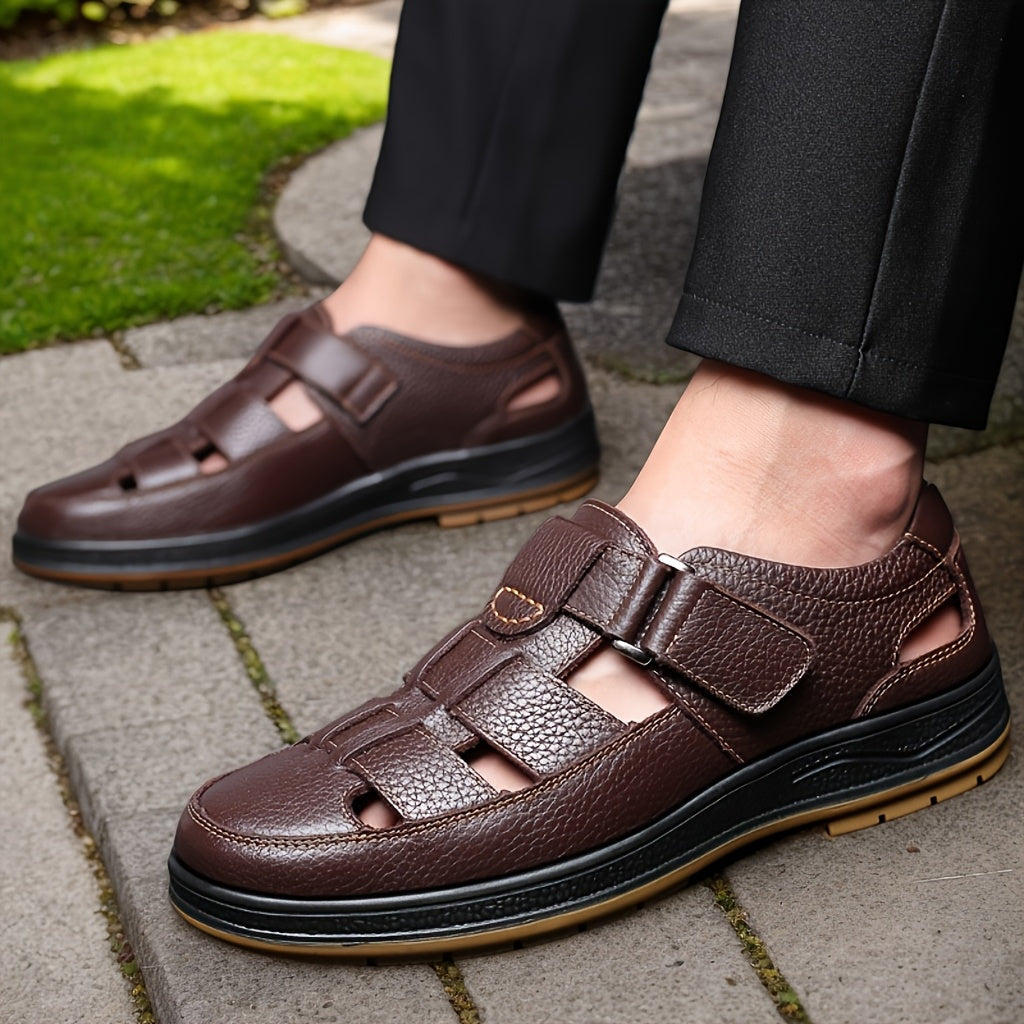 Men's closed toe leather summer sandals view 5