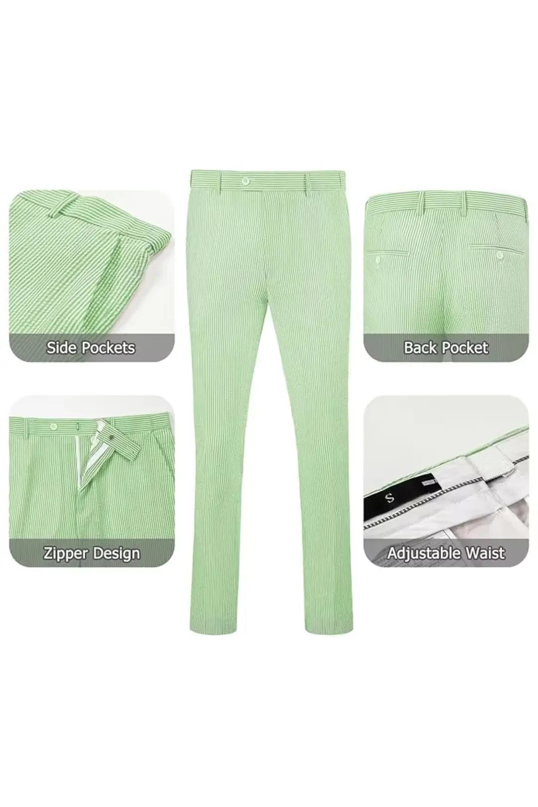 Men's Striped Seersucker 2-Piece Suit | Summer Blazer and Pants