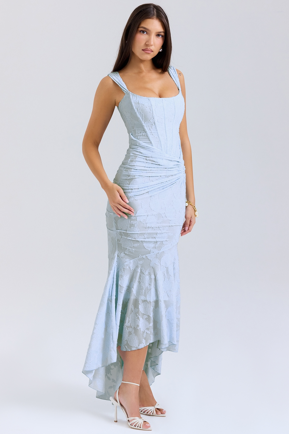 Women's Light Blue Elegant Casual Flowy Maxi Dress