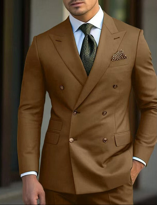 Men's Double-Breasted Suit – Two-Piece Formal Set