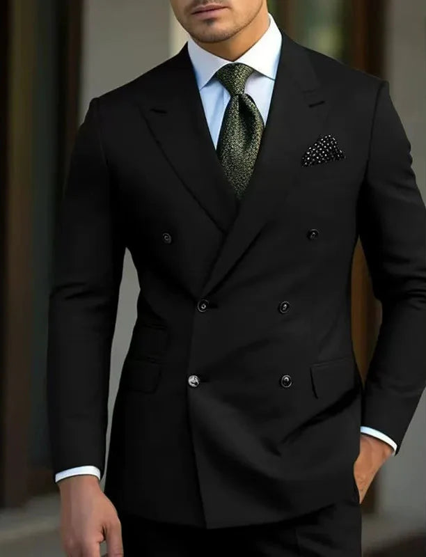 Men's Double-Breasted Suit – Two-Piece Formal Set
