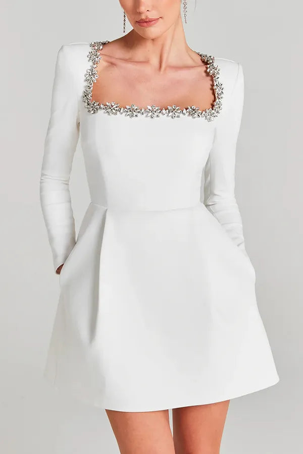 Women's black velvet mini dress - alternate side view