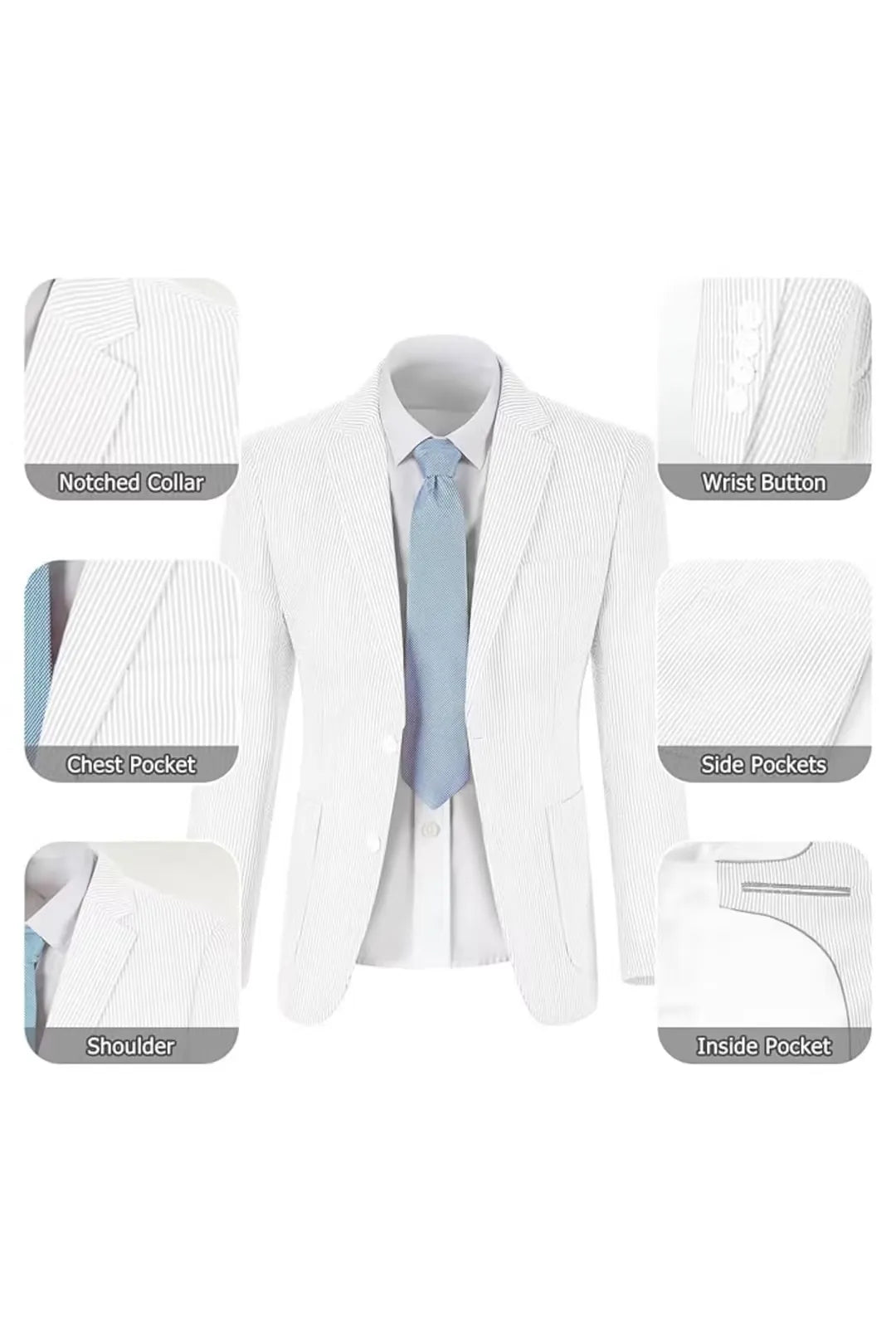 Men's Striped Seersucker 2-Piece Suit | Summer Blazer and Pants
