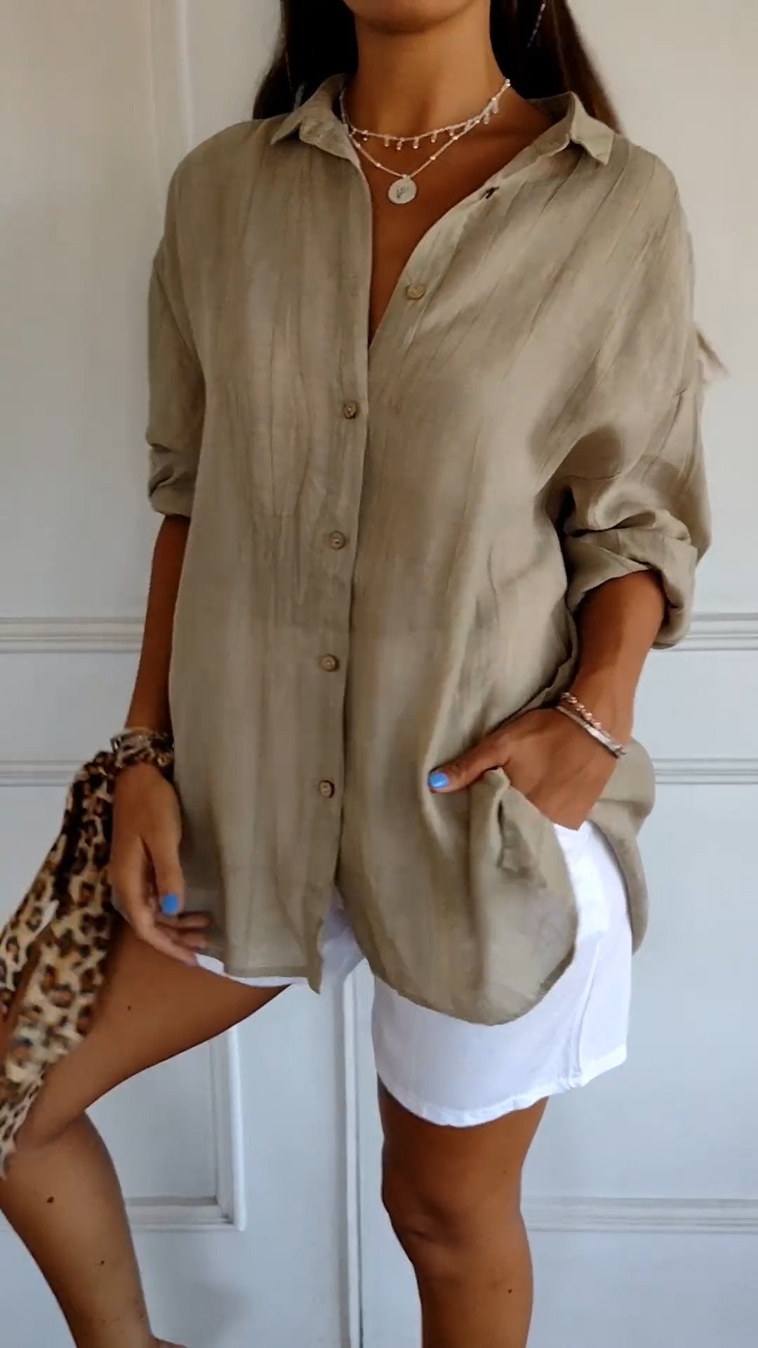Women's Oversized Long Sleeve Button-Down Shirt | Relaxed Casual Top