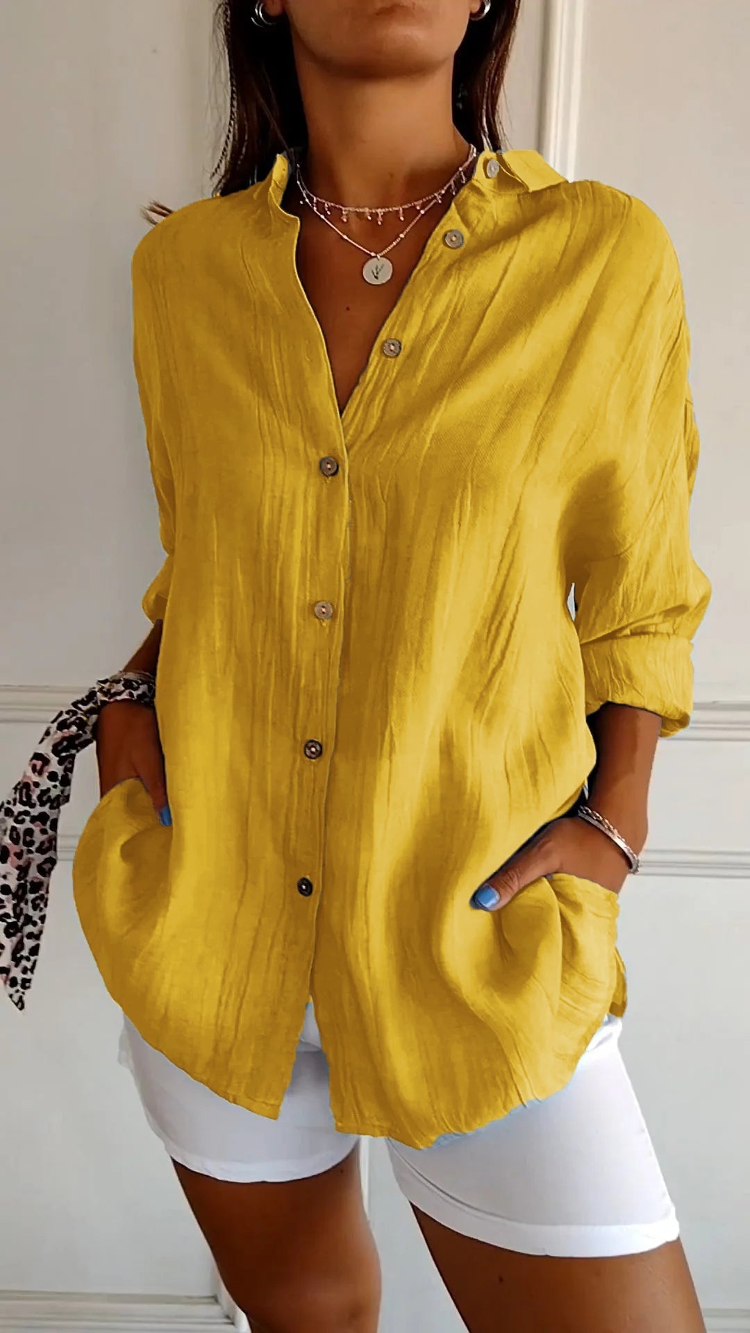 Women's Oversized Long Sleeve Button-Down Shirt | Relaxed Casual Top