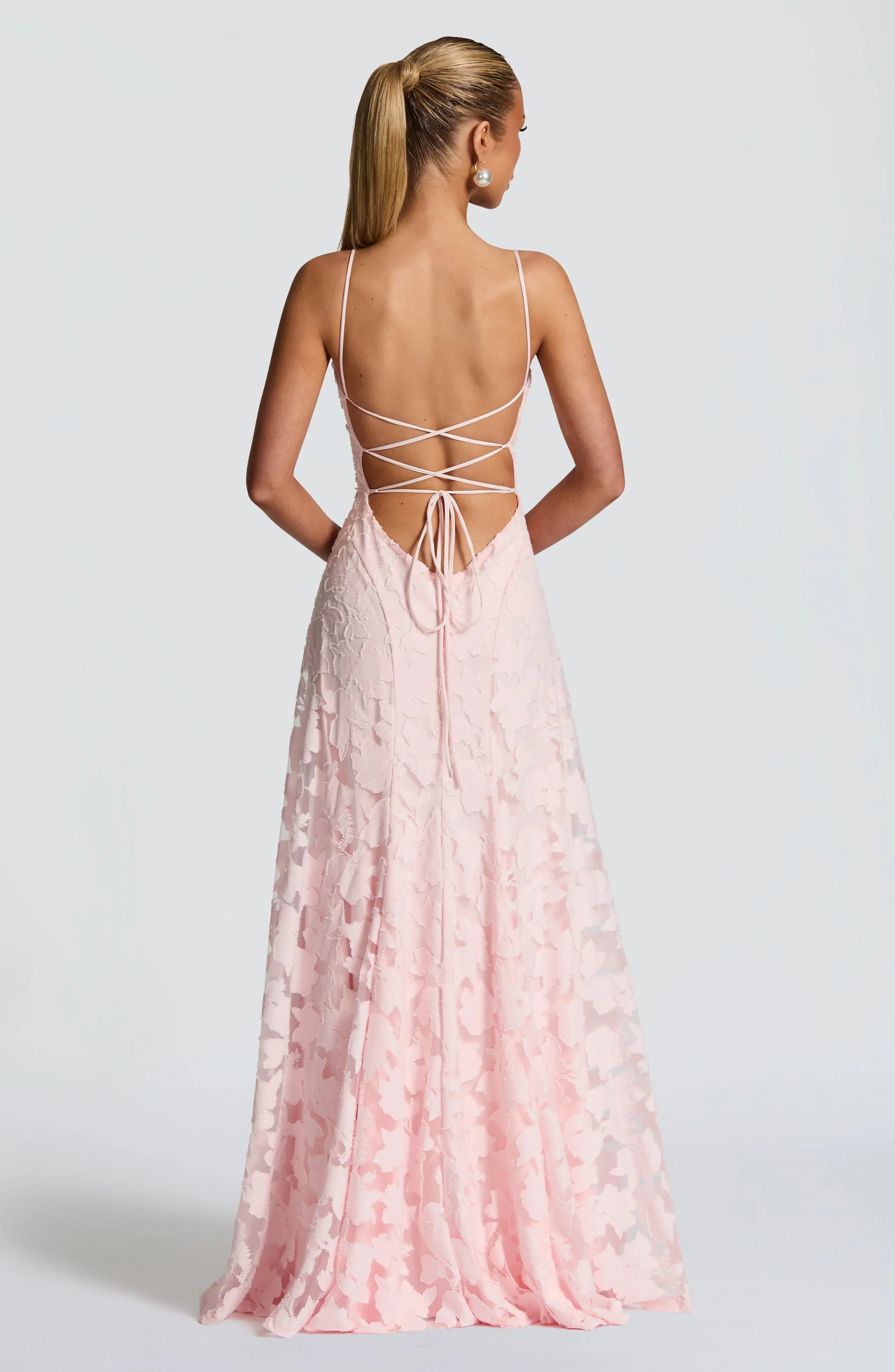 Women's Red Floral Lace Spaghetti Strap A-Line Maxi Evening Dress Wedding Guest