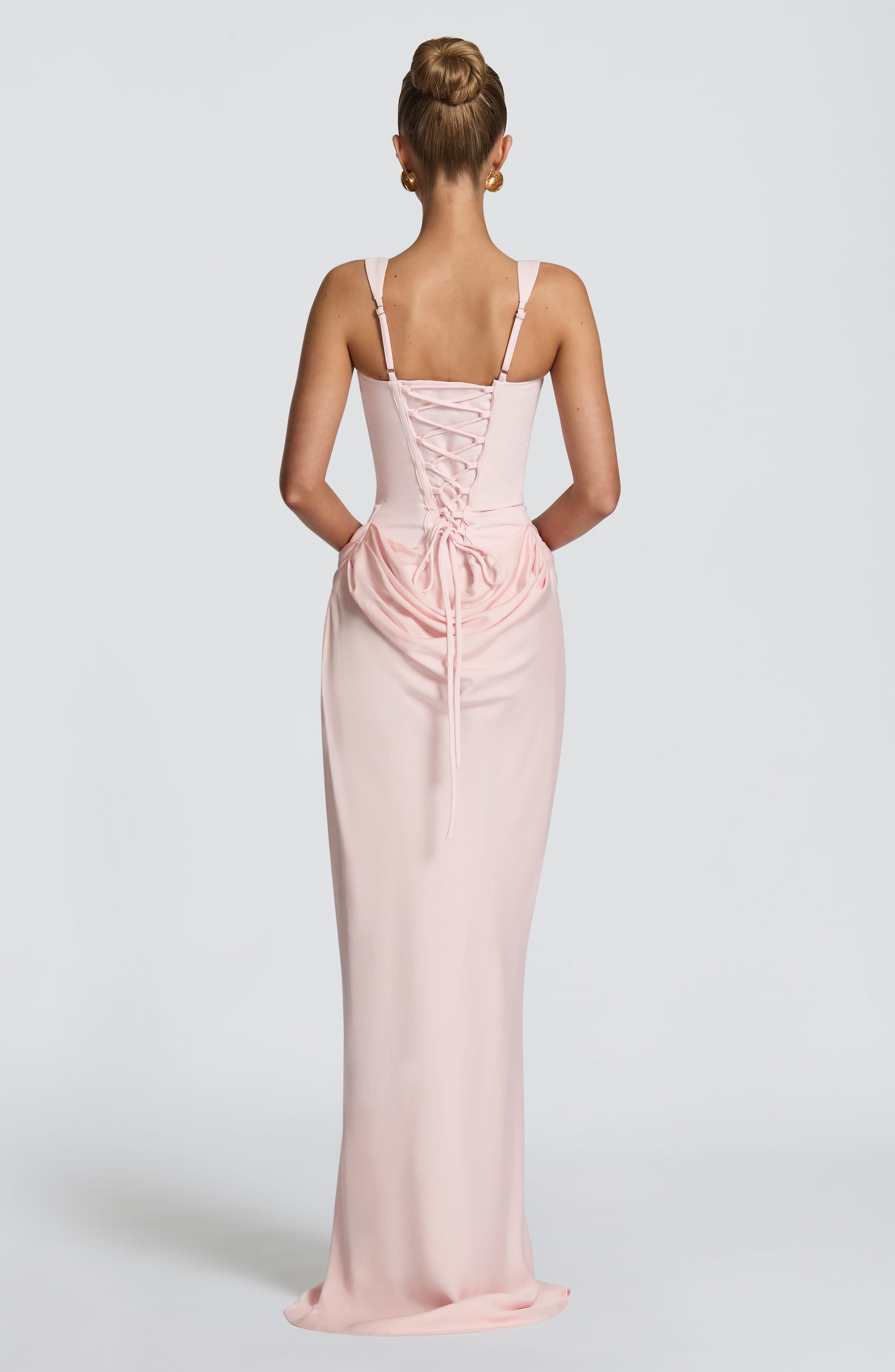 Women's Spaghetti Strap Scoop Neck Ruched Side Fitted Mermaid Maxi Evening Dress