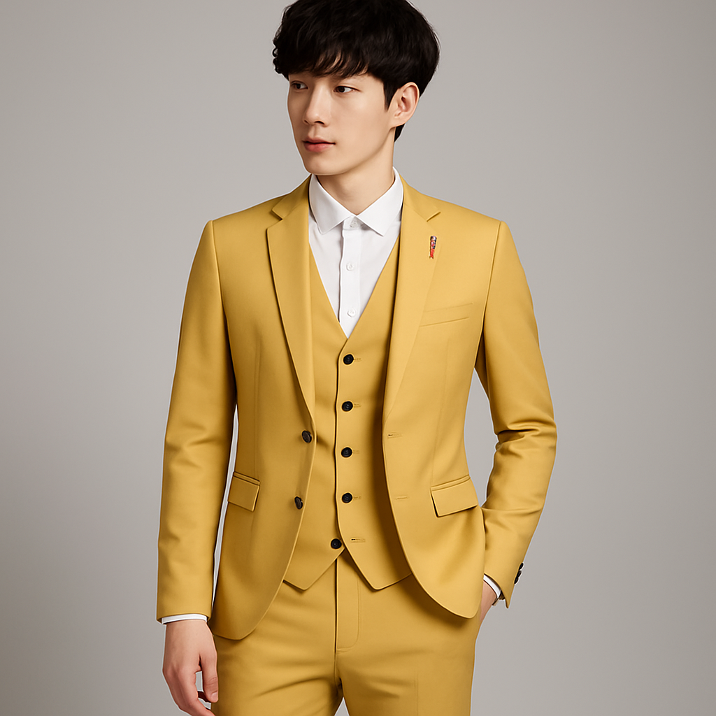 men's 3-piece slim fit suit - vest detail