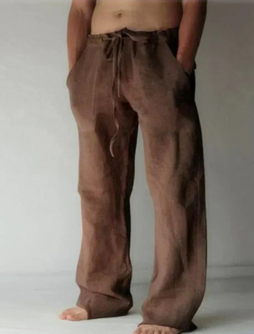 mens baggy linen pants | relaxed casual fit summer bottoms - alternate view