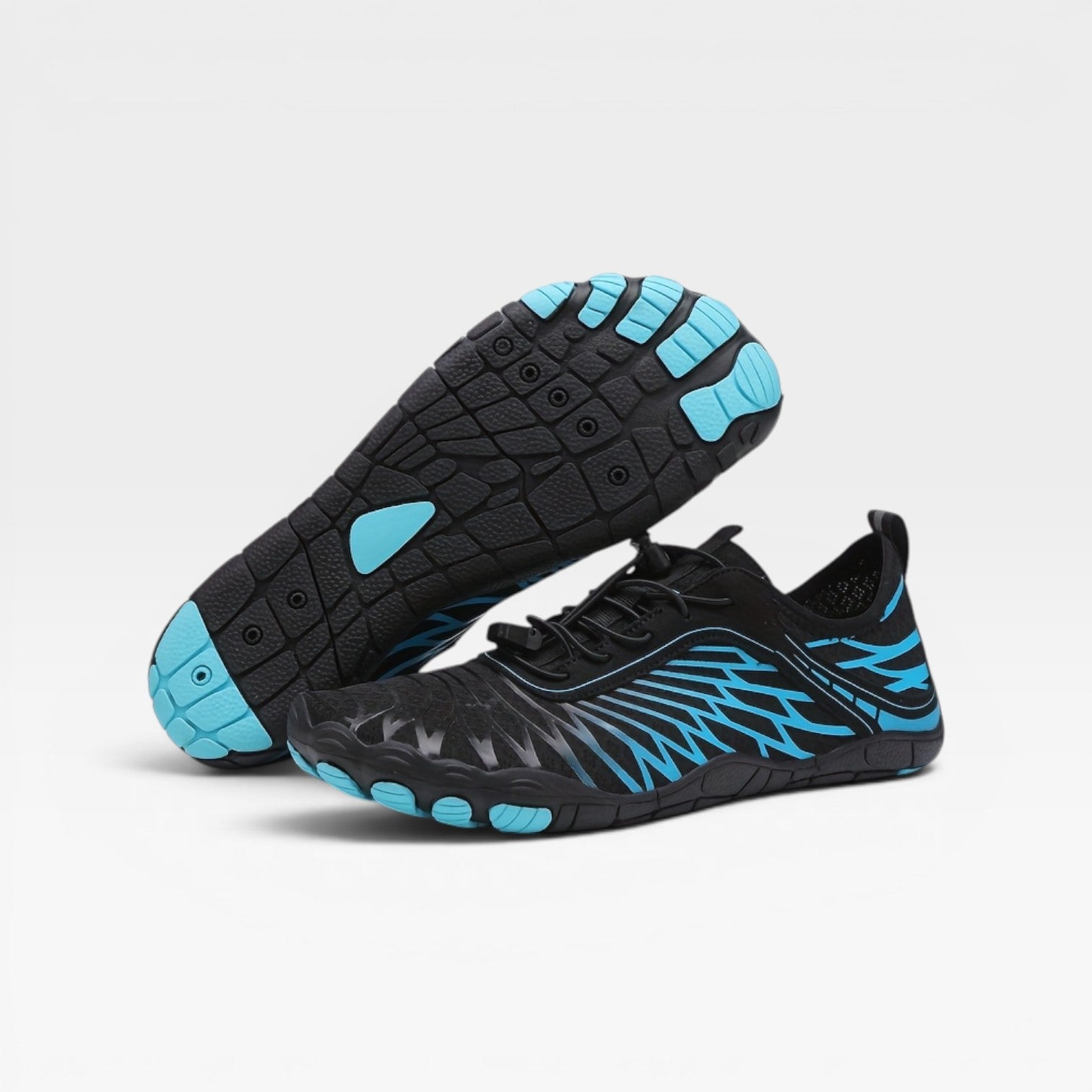 Men's barefoot trainers drawstring lace closure view