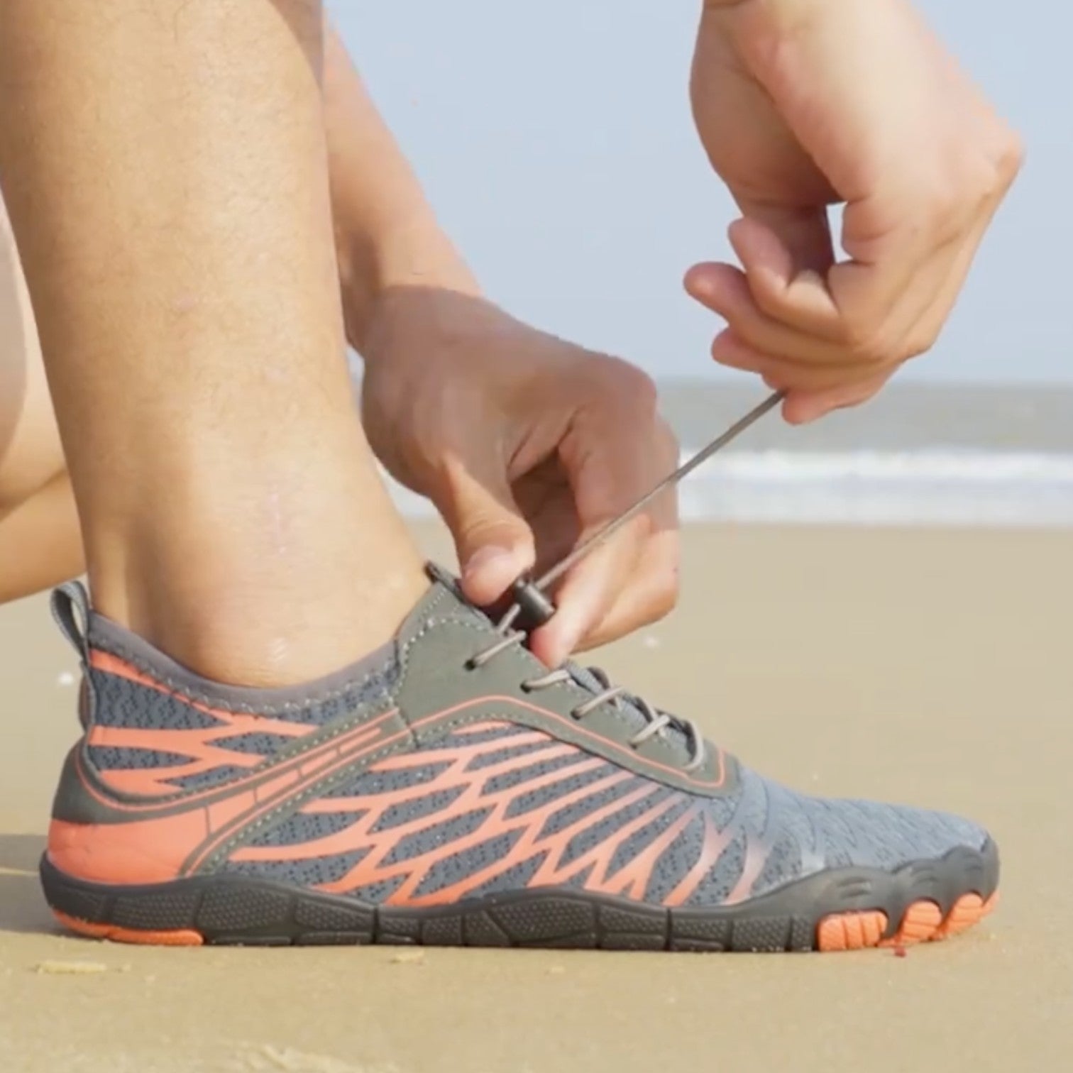Men's barefoot quick-dry mesh trainers - orange