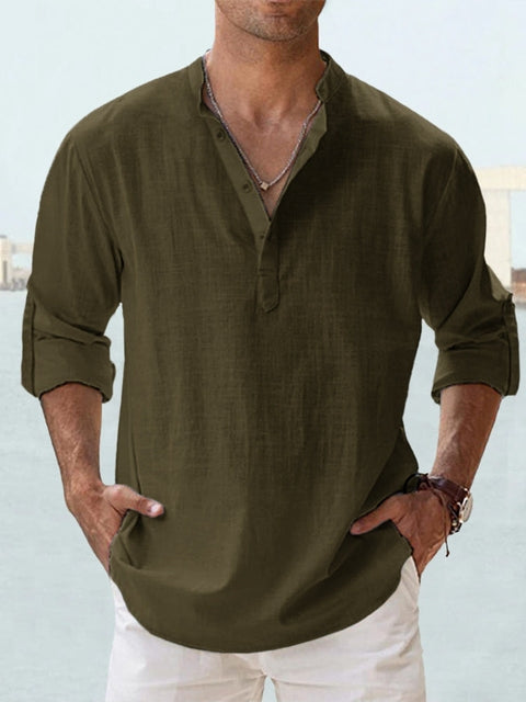 Men's breathable button-up shirt in Dark Green