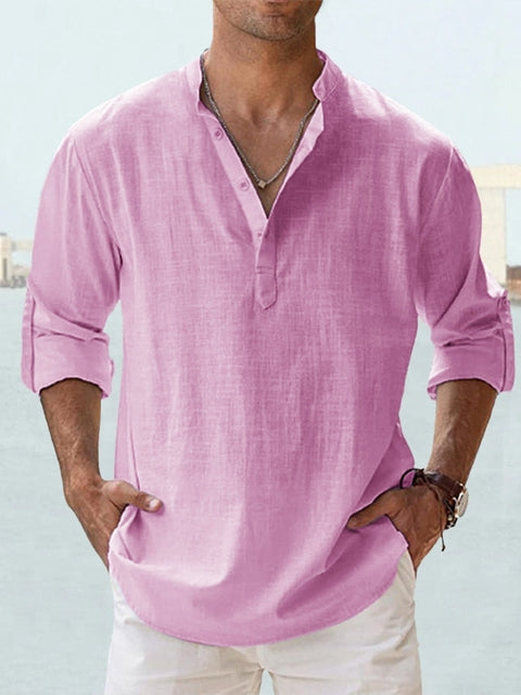 Men's breathable button-up shirt in Pink