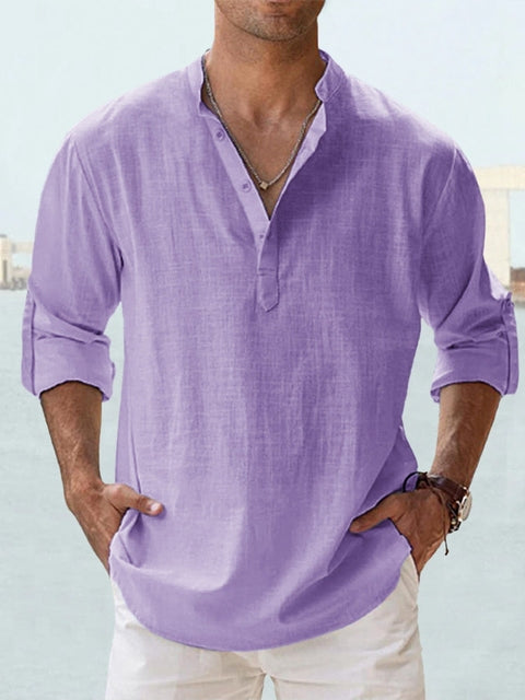 Men's breathable button-up shirt in Purple