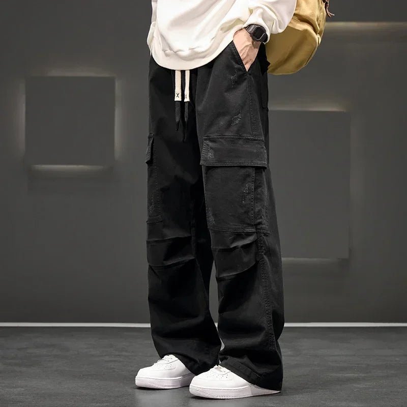 men's straight leg cargo pants - back view