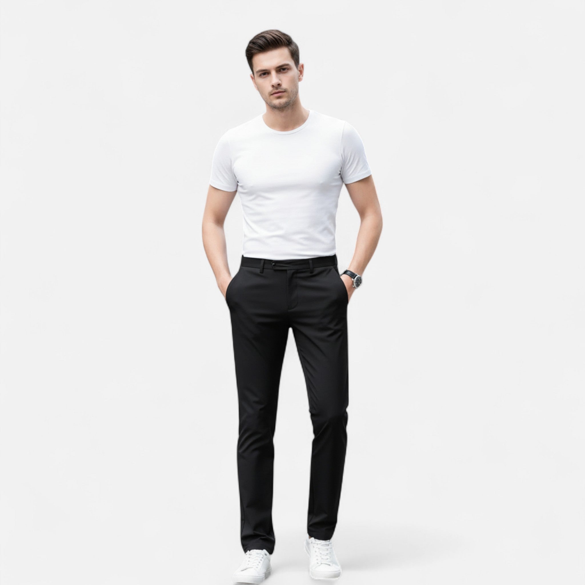 mens chino trousers | smart casual summer pants - lifestyle view