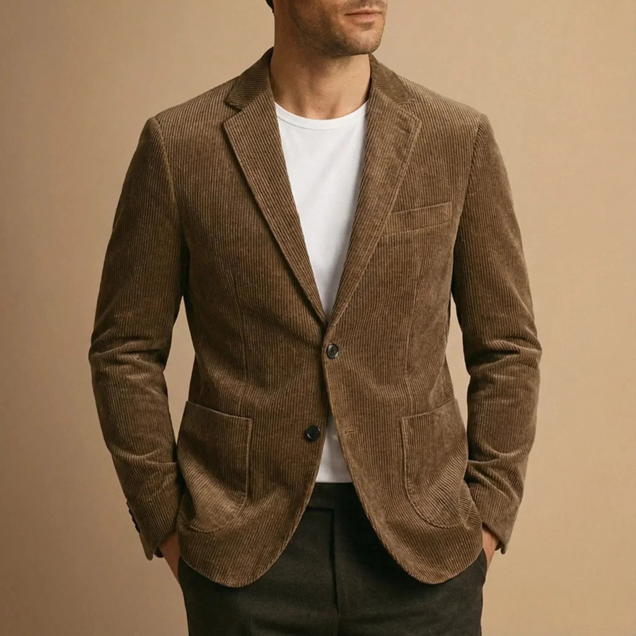 Men's Corduroy Blazer | Notch Lapel Two-Button Patch Pocket