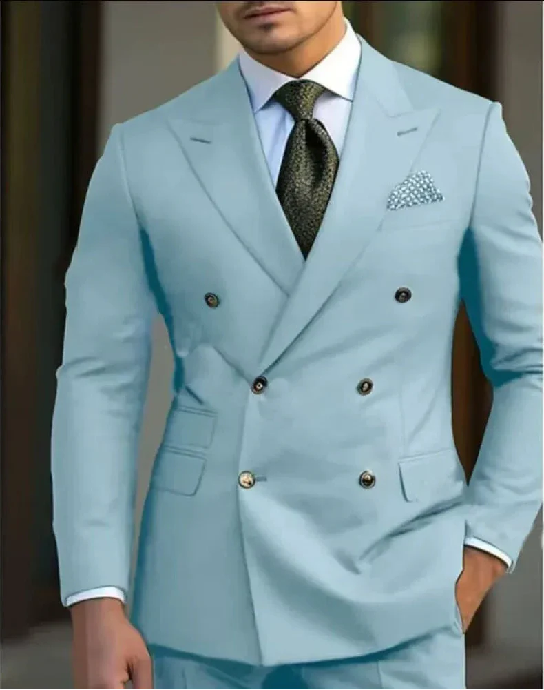 Men's double-breasted suit detail view 1