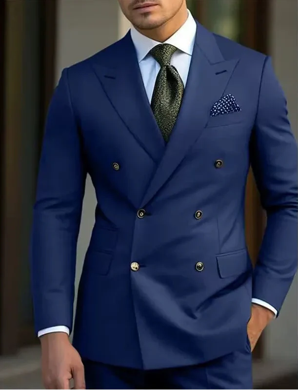 Men's double-breasted suit detail view 3