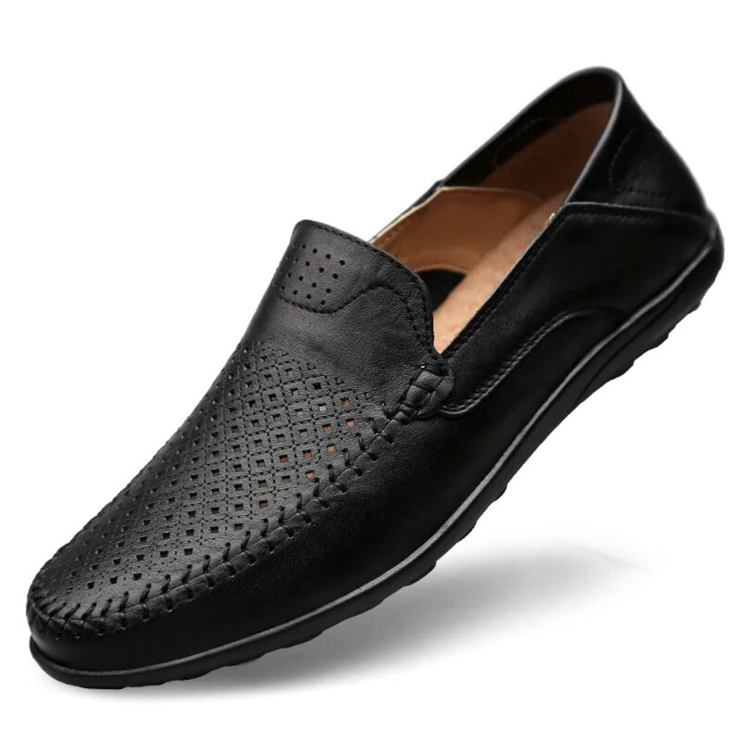 men's genuine leather loafers - front view