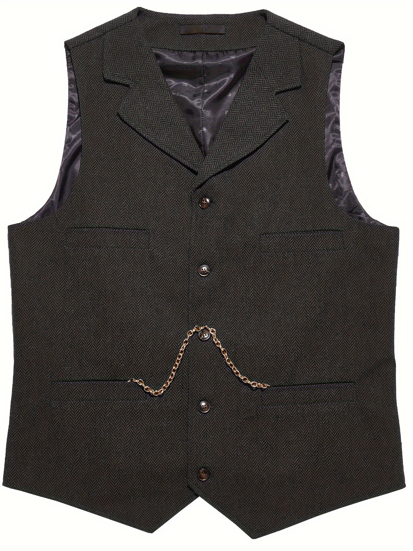 Men's Herringbone Tailored Vest - photo 4