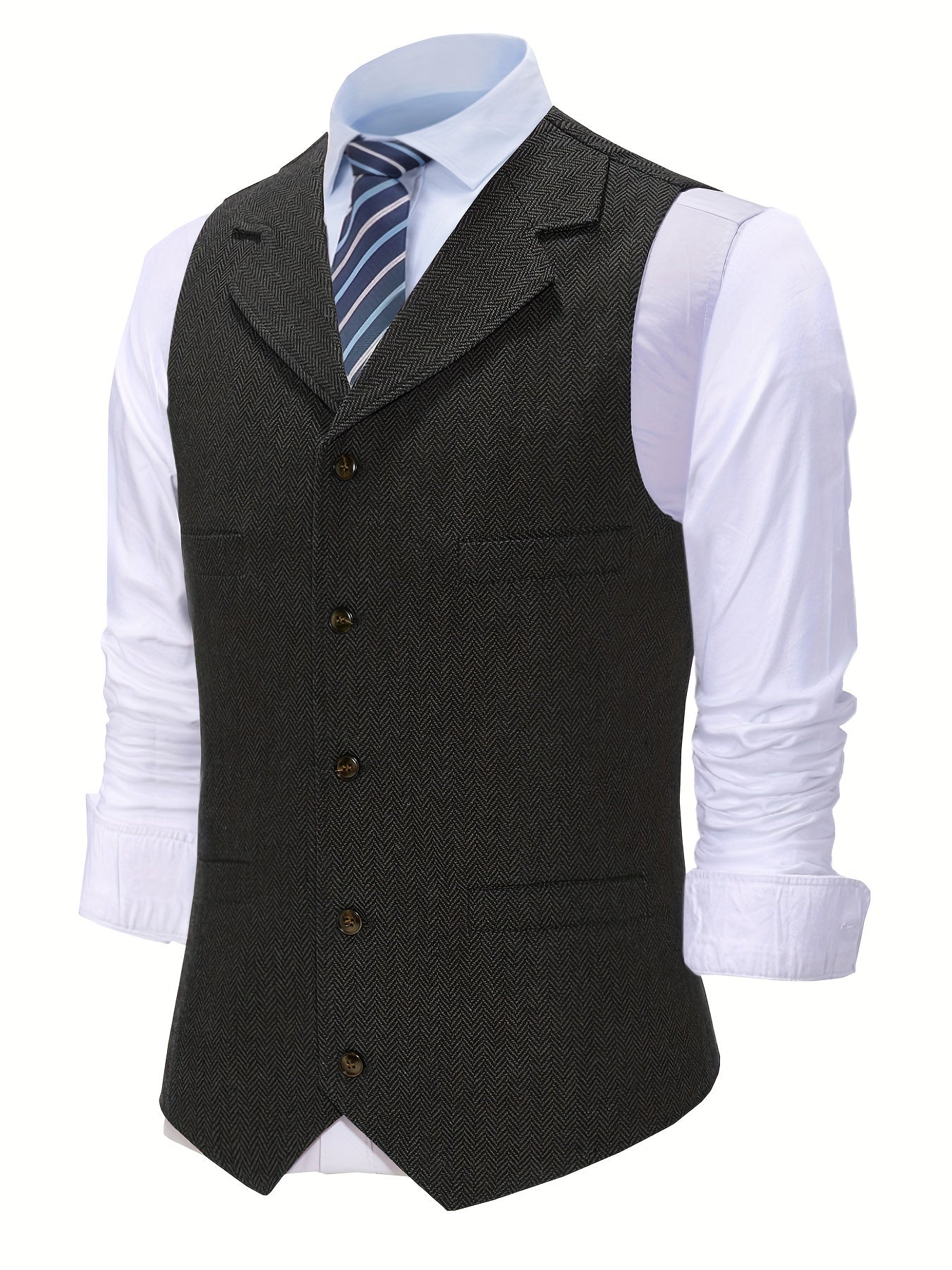 Men's Herringbone Tailored Vest - photo 5