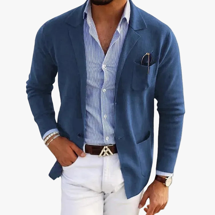 Men's Knit Coat | Notch Lapel Patch Pocket Smart Casual