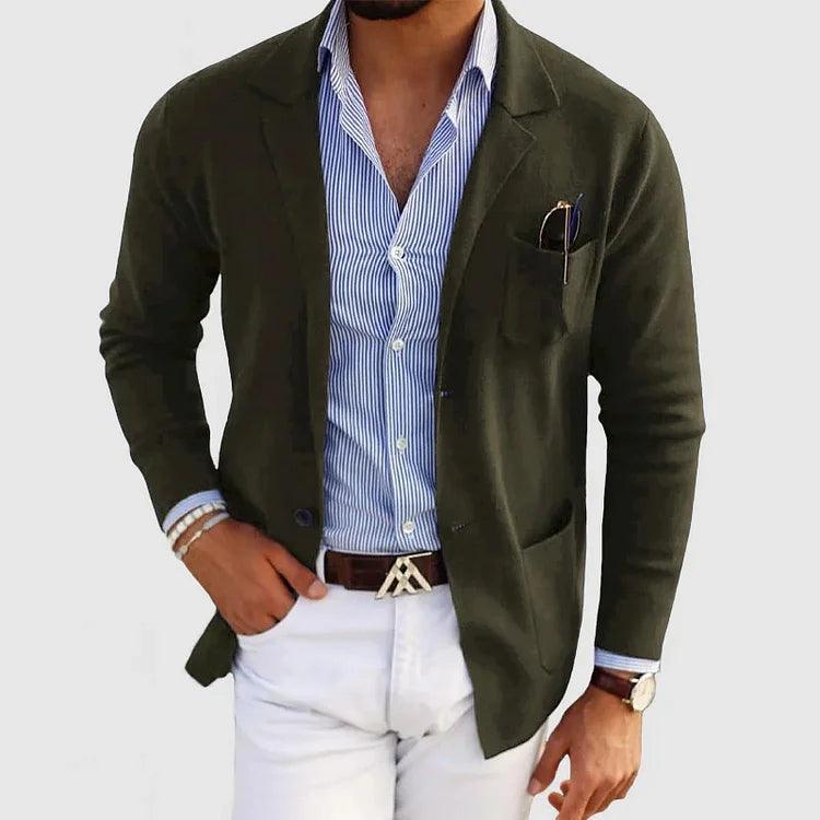 Men's Knit Coat | Notch Lapel Patch Pocket Smart Casual