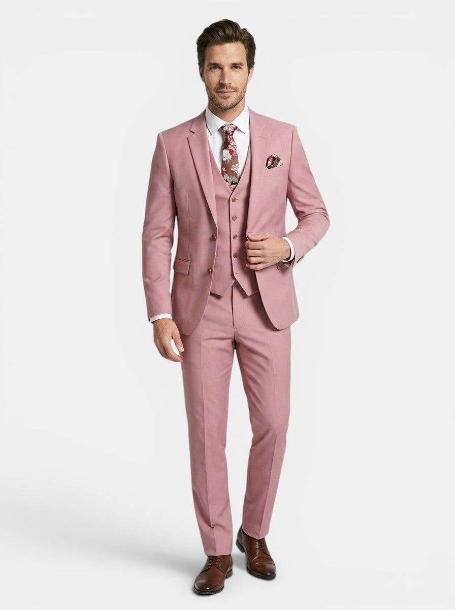 Men's lightweight fabric 3-piece slim-fit suit, detail view