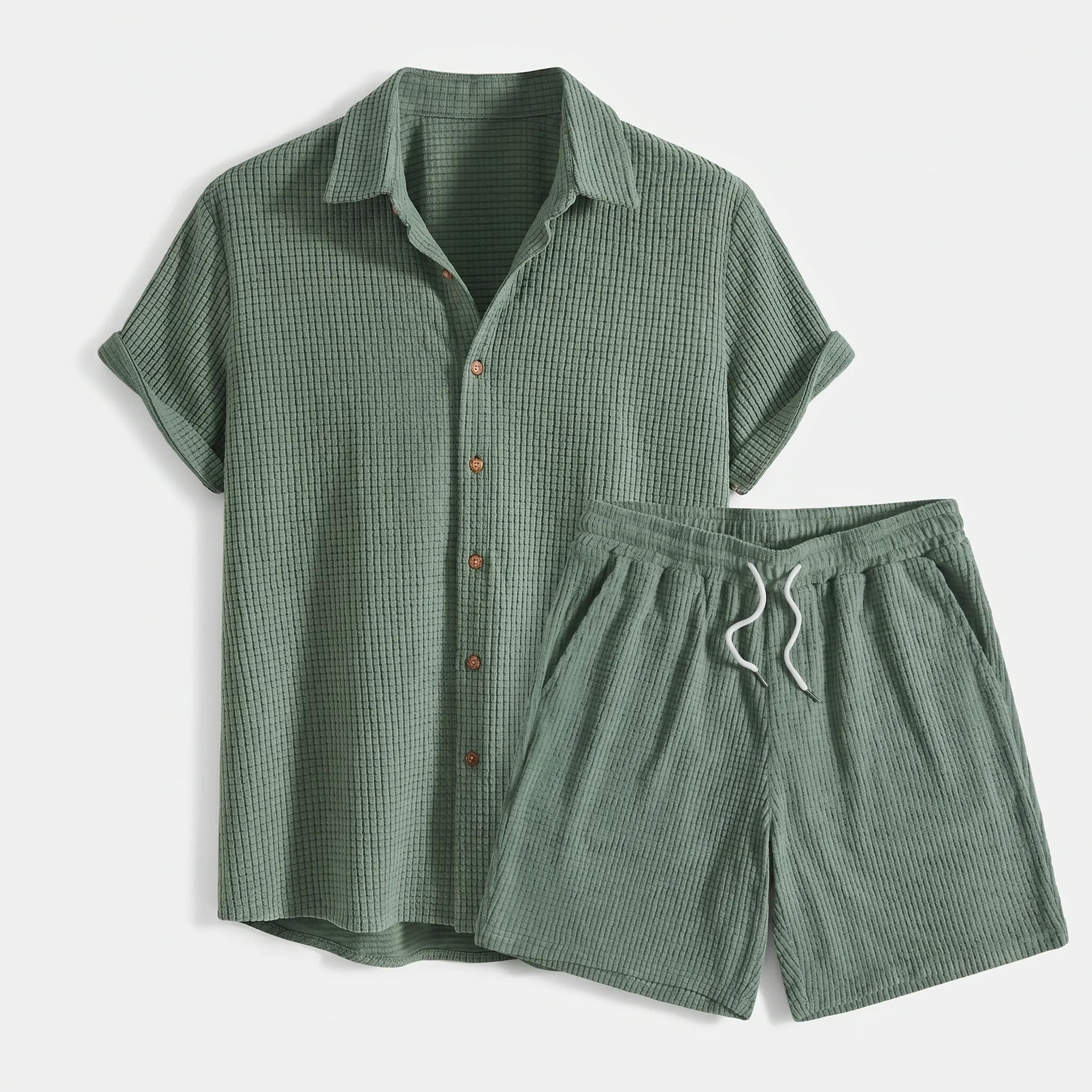 Men's Lightweight Short Sleeve Shirt and Shorts Set | Casual Summer Matching Outfit
