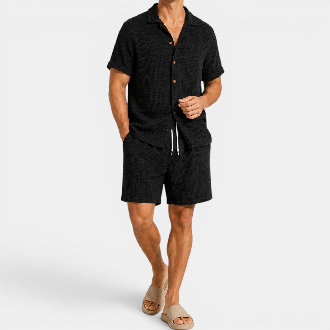 Men's Lightweight Short Sleeve Shirt and Shorts Set | Casual Summer Matching Outfit