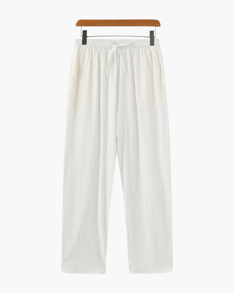 Men's linen trousers - worn view