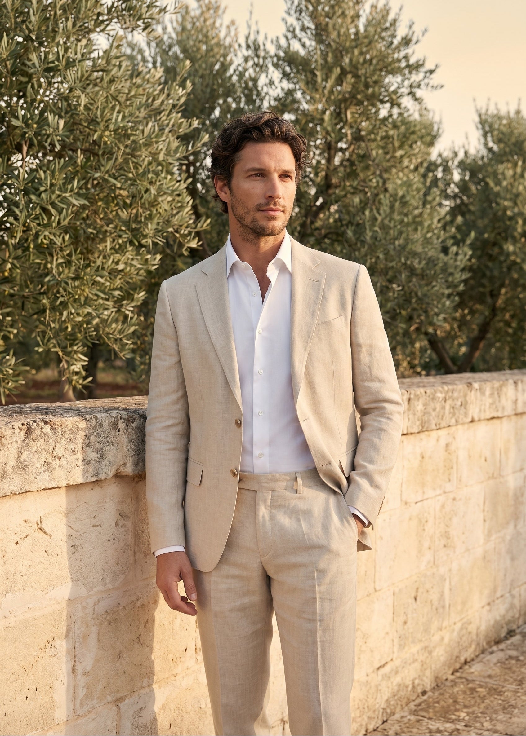 Men's Linen Wedding Suit | Two-Piece Formal Summer Blazer Set - photo 1