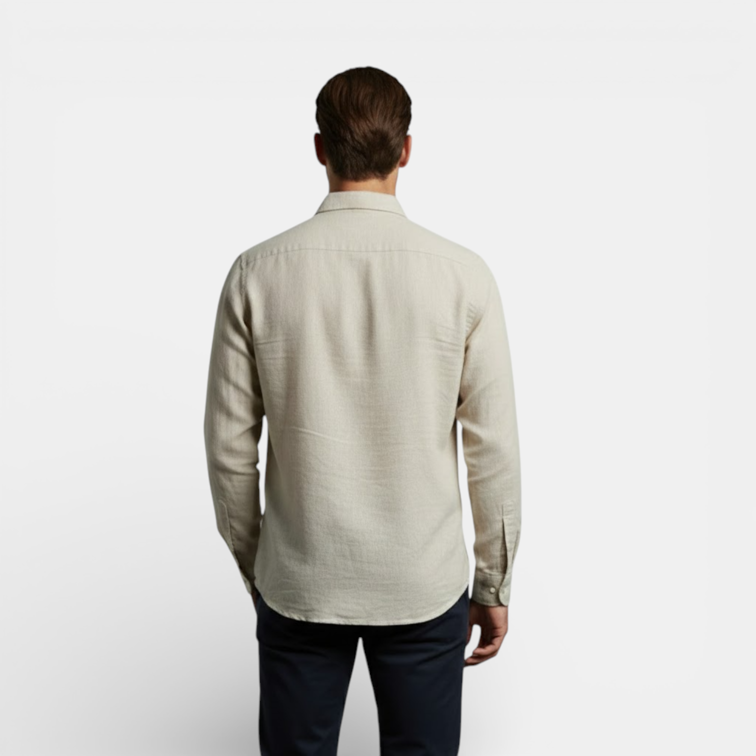 mens long sleeve breathable summer shirt | lightweight casual button-up - back view
