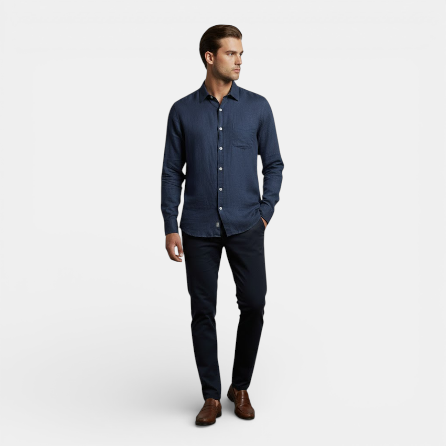 mens long sleeve breathable summer shirt | lightweight casual button-up - flat lay view