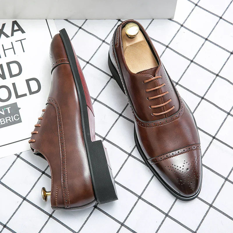 Men's Oxford Shoes | Cap Toe Lace-Up Formal Dress Shoes