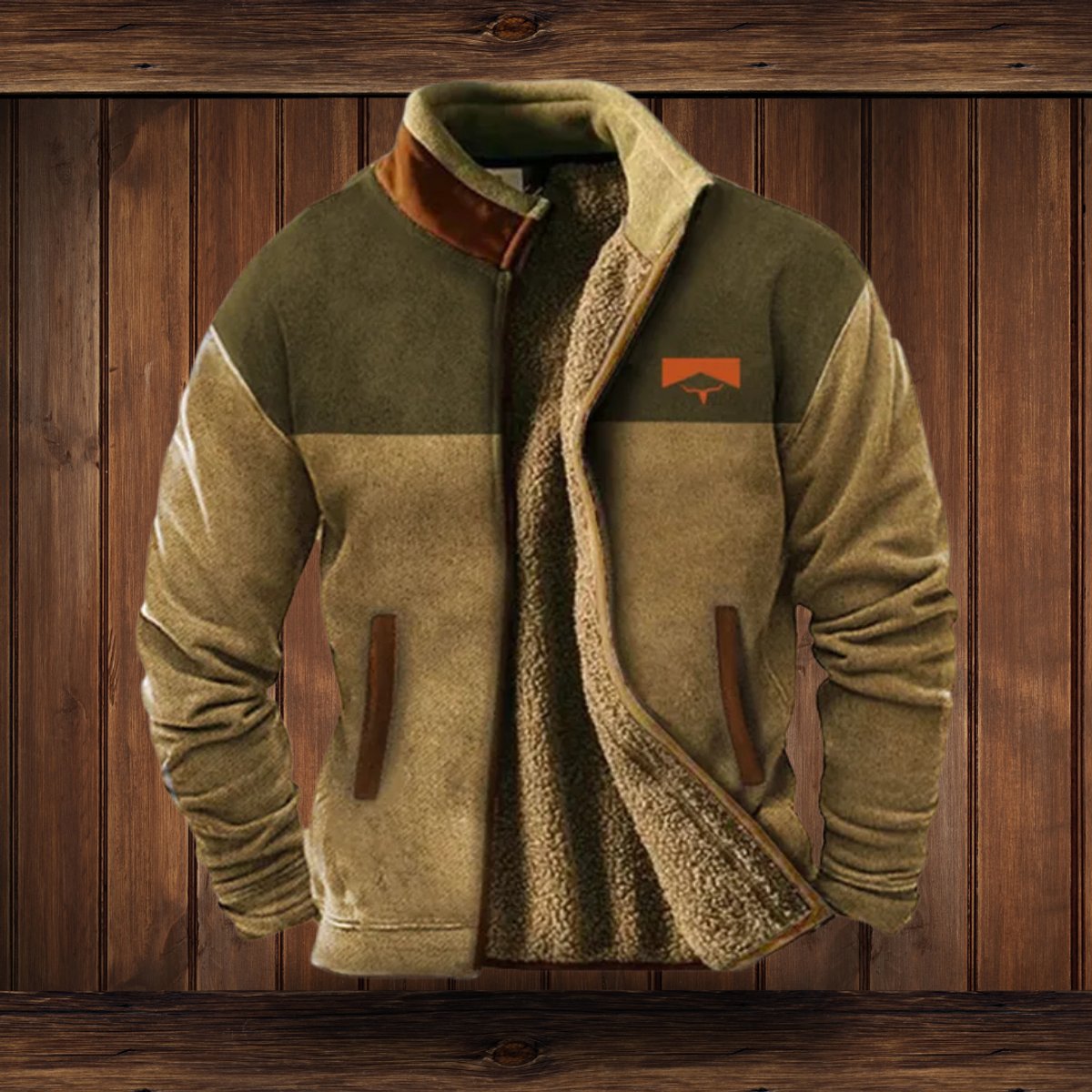 Men's Sherpa-Lined Fleece Full-Zip Jacket | Southwestern Print Sleeves - photo 7