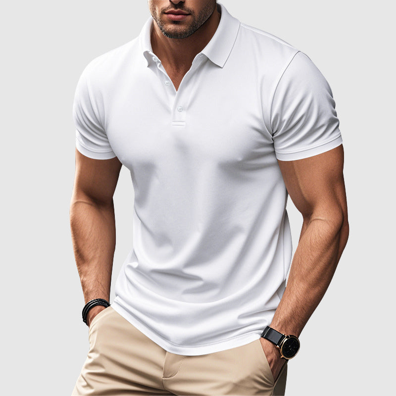 Men's short sleeve fitted polo shirt - side view