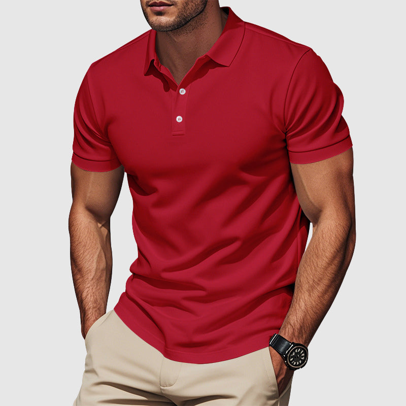 Men's short sleeve fitted polo shirt - back view