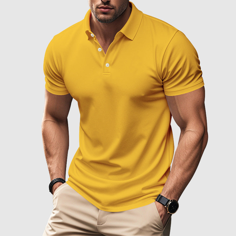 Men's short sleeve fitted polo shirt - lifestyle view