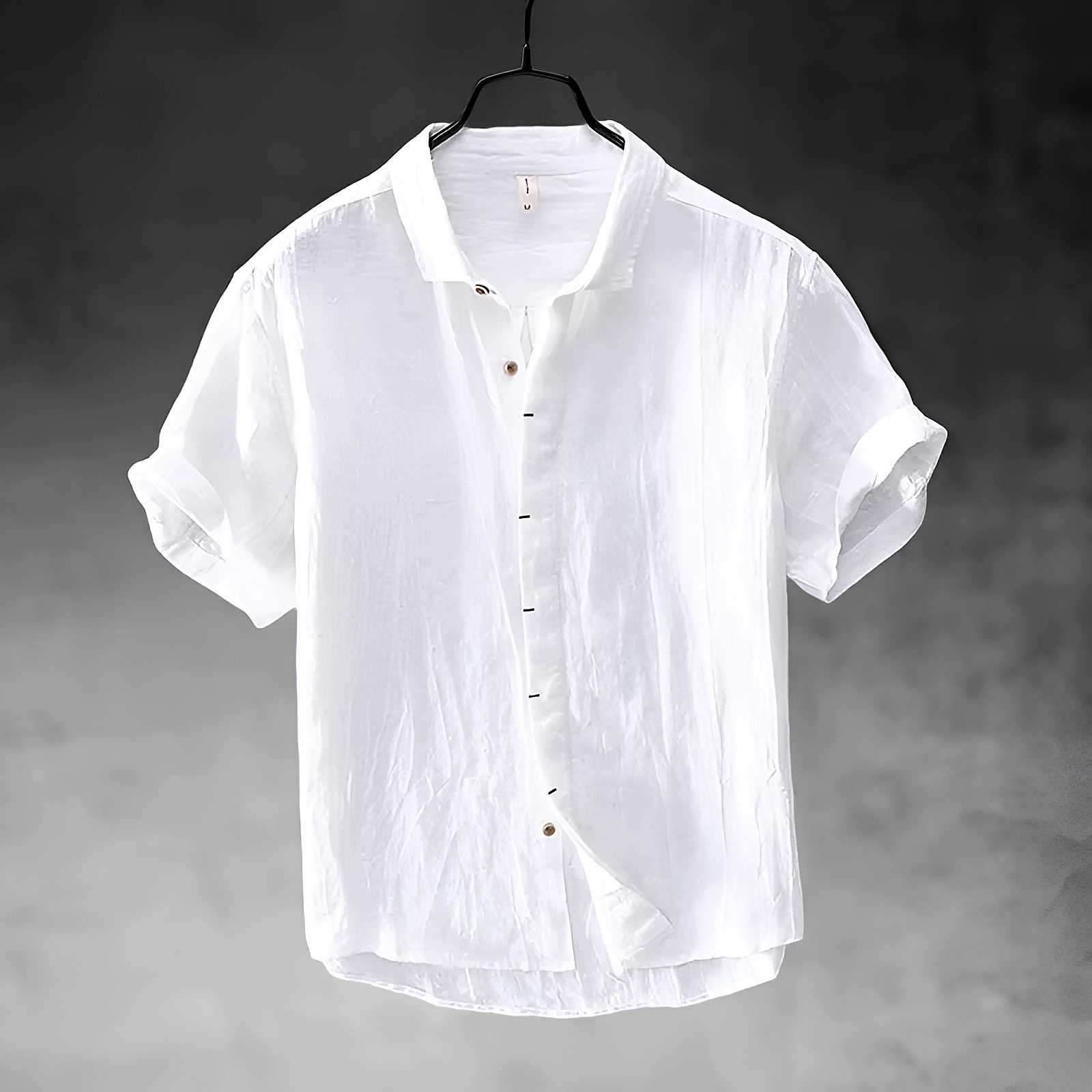 mens short sleeve linen shirt | casual summer button-up - front view