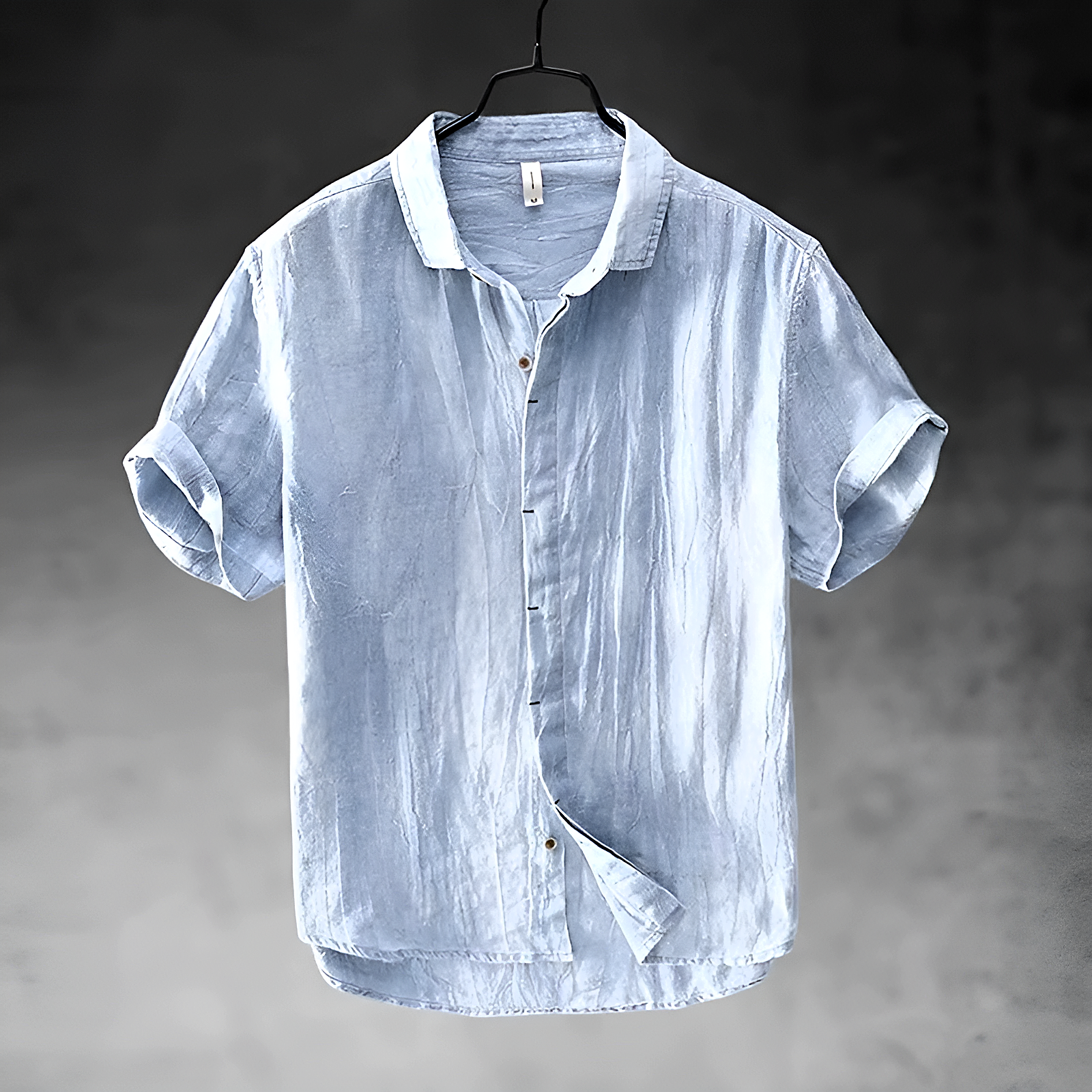 mens short sleeve linen shirt | casual summer button-up - side view
