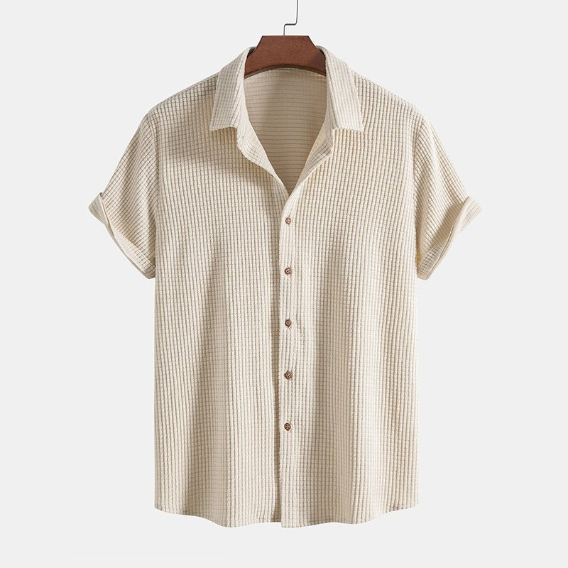 men's short sleeve shirt and shorts set - back view