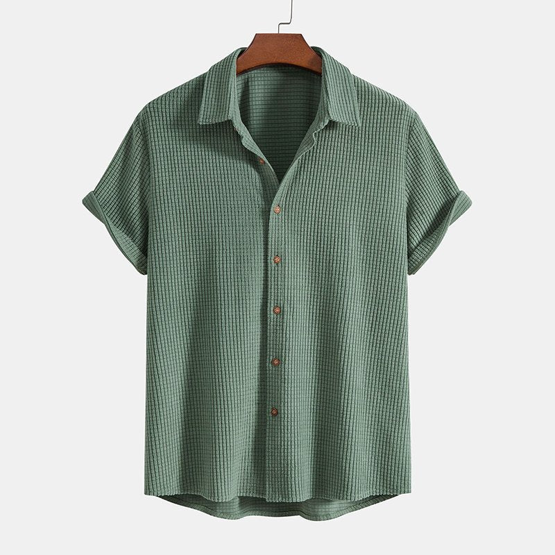 men's short sleeve shirt and shorts set - full view